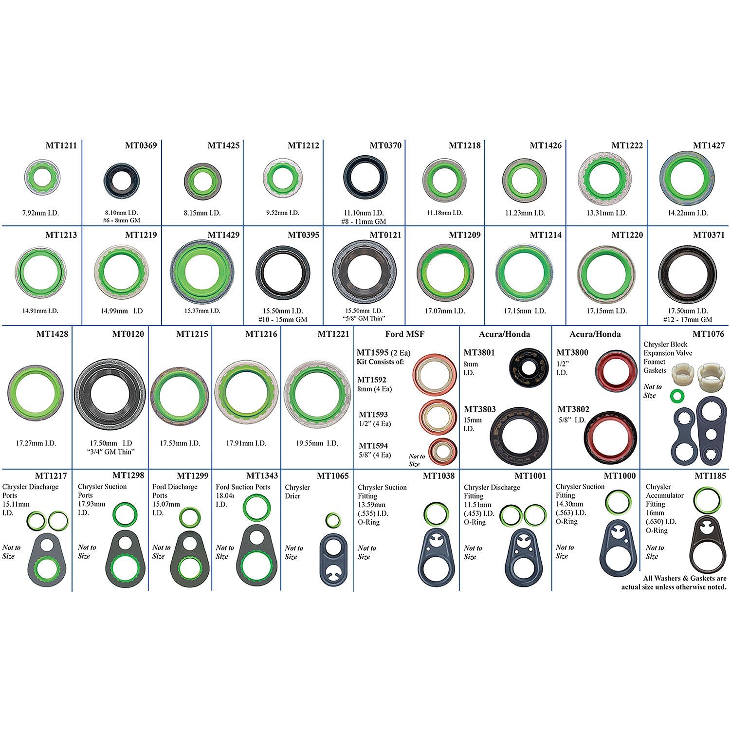 Master Technician Series Box 3 or MT9250 Kit - Metal Gaskets and Washe ...