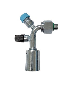 #8 90 Female Oring Fitting with Top R-134a 16mm Discharge and 10mm Switch Port
