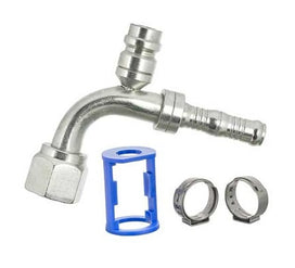 #6 Female Oring 90 Degree w/R-134a 16mm Discharge Port, BurgaClip Kit