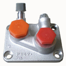 Nippondenso 10PA Compressor Manifold Fitting with Short High Pressure Relief Valve and Internal Valve