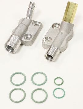 John Deere Nippondenso 6E171M  Ford FS6 6P148A Compressor Suction and Discharge Manifold Kit with HPRV